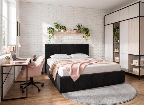 HAVEN 180x200 černá čalouněná postel z veluru Manila 18 Lano Nábytek