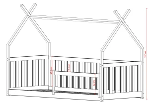 BOGUŚ 90x200 skořicová dětská jednolůžková postel tipi Lano Nábytek