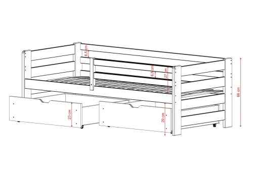 ERGO 90x200 skořicová dětská jednolůžková postel Lano Nábytek