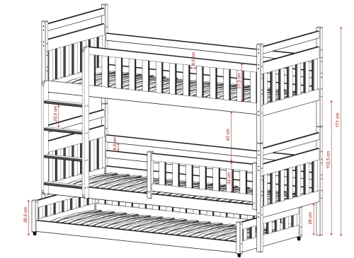 OLIWIA 80x180 skořicová patrová postel Lano Nábytek