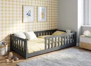 BELLA 90x190 grafitová montessori podlahová dětská postel Lano Nábytek