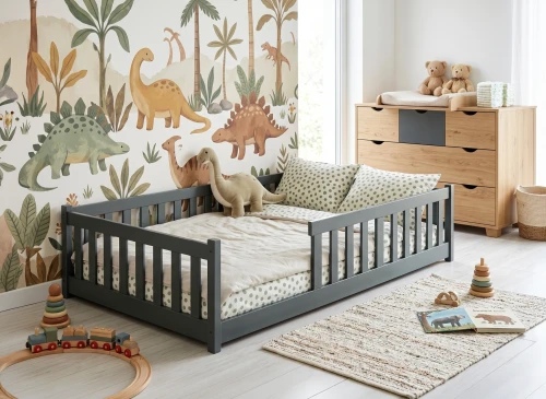 OTIS 120x200 grafitová dětská postel Montessori Lano Nábytek