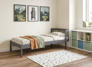 LOVE 90x190 grafitová jednolůžková postel pro děti Lano Nábytek