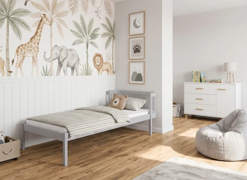 LOVE 90x190 popelavá jednolůžková postel pro děti Lano Nábytek
