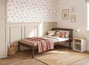 LOVE 90x190 tmavá čokoláda jednolůžková postel pro děti Lano Nábytek