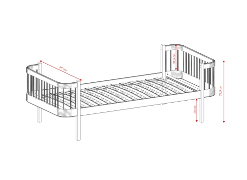 HEART 90x190 grafitová jednolůžková postel pro děti Lano Nábytek