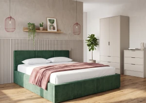 HAVEN 120x200 zelená čalouněná postel z veluru Manila 36 Lano Nábytek