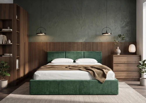 HAVEN 140x200 zelená čalouněná postel z veluru Manila 36 Lano Nábytek