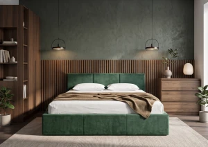 HAVEN 180x200 zelená čalouněná postel z veluru Manila 36 Lano Nábytek