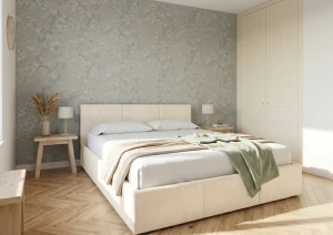 HAVEN 160x200 krémová čalouněná postel velur Manila 01 Lano Meble