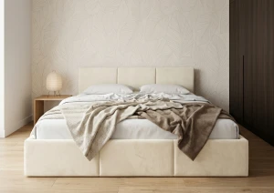 HAVEN 120x200 krémová čalouněná postel velur Manila 01 Lano Meble