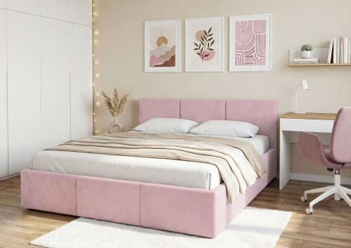 HAVEN 140x200 růžová čalouněná postel pro mládež velur Manila 09 Lano Nábytek