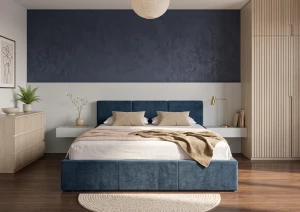HAVEN 120x200 modrá čalouněná postel z veluru Manila 26 Lano Nábytek