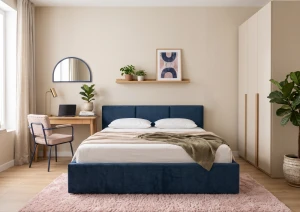 HAVEN 160x200 modrá čalouněná postel z veluru Manila 26 Lano Nábytek
