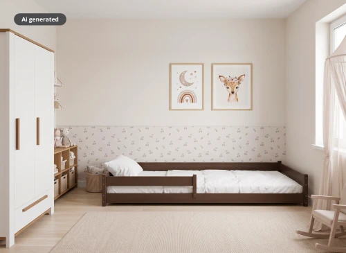 ALIS 90x190 dark chocolate Montessori floor bed for children Lano Furniture