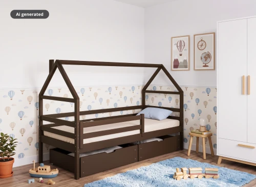 ARON 80x180 dark chocolate single children's bed Lano Furniture