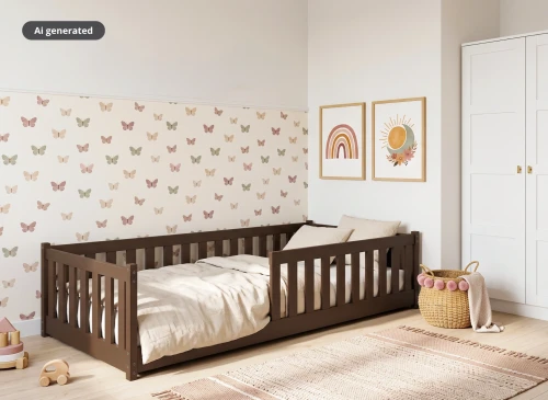 BELLA 80x180 dark chocolate Montessori floor bed for children Lano Furniture