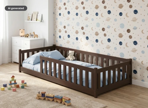 BELLA 90x200 dark chocolate Montessori floor bed for children Lano Furniture