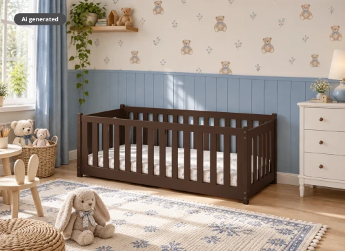CONCEPT 80x190 dark chocolate Montessori floor bed children's playpen Lano Furniture