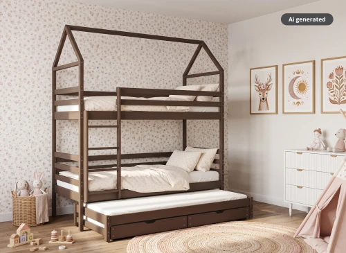DALIA 80x200 dark chocolate bunk bed house Lano Furniture
