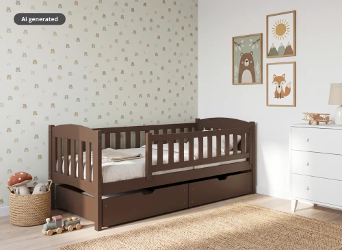 GUCIO 80x200 dark chocolate single children's bed Lano Meble