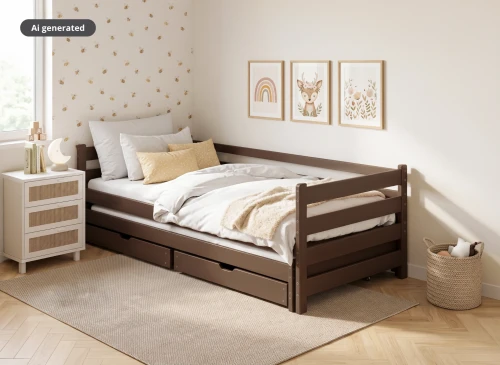 HABI 90x200 dark chocolate double trundle bed Lano Furniture