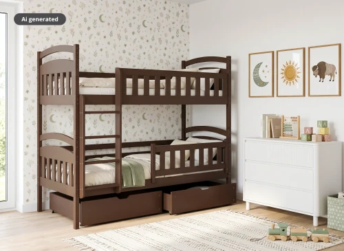 IGNAŚ 90x180 dark chocolate bunk bed Lano Furniture