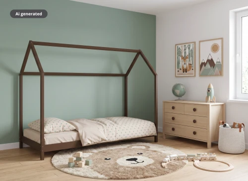 LUCKY 80x160 dark chocolate Montessori floor bed children's house Lano Furniture