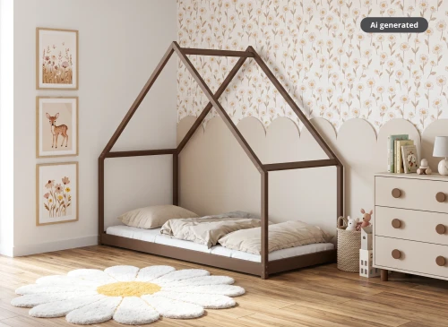 MORIS 90x200 dark chocolate Montessori floor bed children's house Lano Furniture