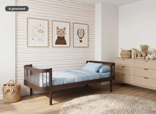 HEART 90x200 dark chocolate single bed for children Lano Furniture