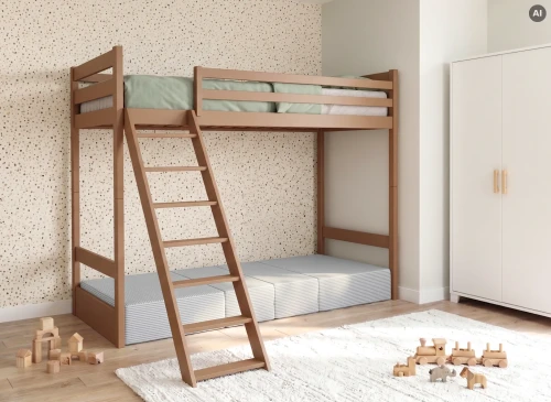 SOFENA 90x200 cinnamon loft bed with modular sofa, gray fabric, zoom 15 sage Lano Furniture