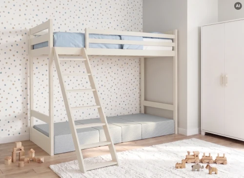 SOFENA 90x200 cotton loft bed with modular sofa fabric gray zoom 15 sage Lano Furniture