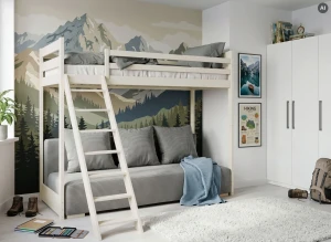 SOFINO 90x200/140x200 loft bed cotton with sofa bed fabric grey zoom 15 sage Lano Furniture