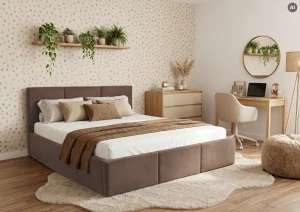 HAVEN 120x200 hnědá čalouněná postel velur Manila 22 Lano Nábytek