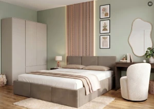 HAVEN 120x200 kávová čalouněná postel velur Manila 05 Lano Nábytek