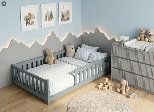 OTIS 120x200 popelavá dětská postel Montessori Lano Nábytek