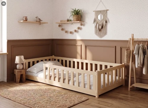 BELLA 90x190 nenatřené dřevo dětská postel Montessori Lano Nábytek