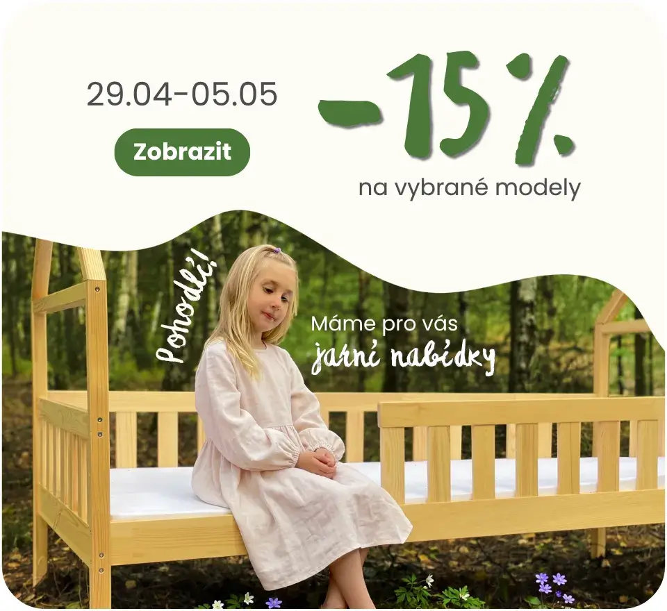 Sleva 15 % na vybrané postele od 29. dubna do 5. května